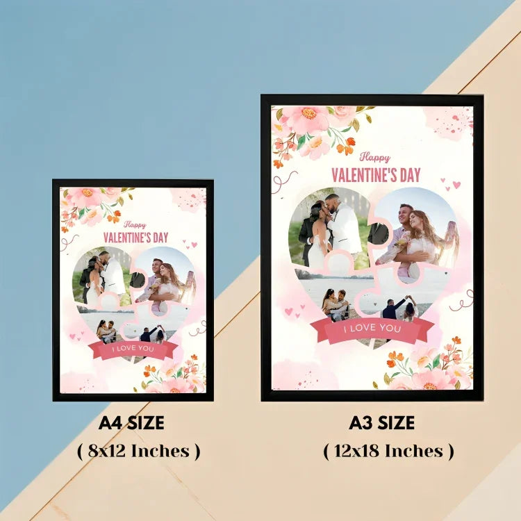 Personalized Valentine's Day Puzzle Heart Photo Frame giftpartystudio